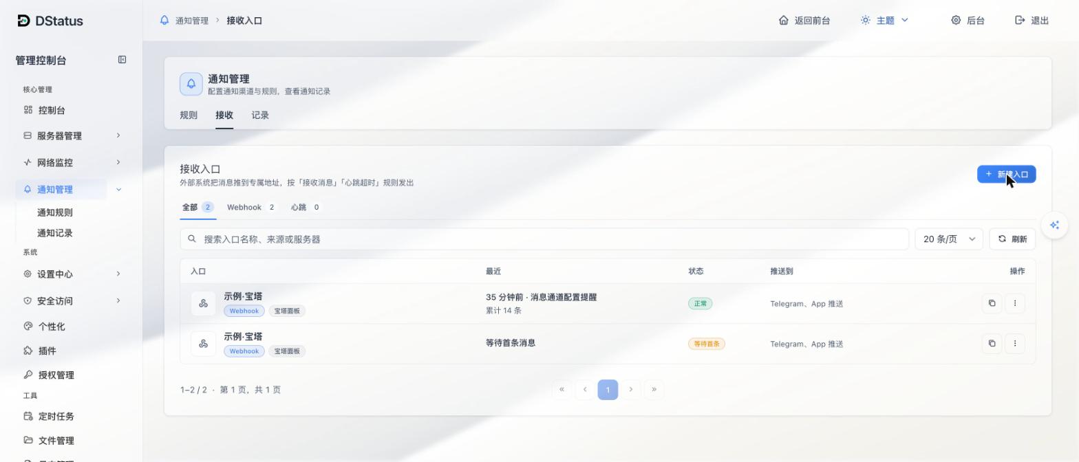接收入口列表